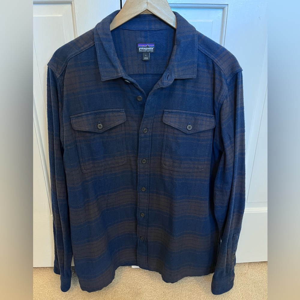 Patagonia Fjord Flannel Navy and Brown